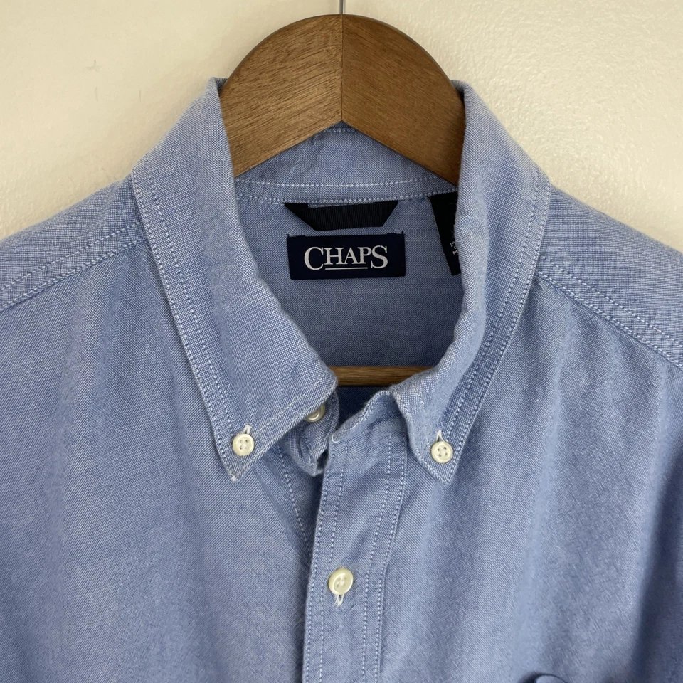 Chaps Shirt Mens LT Tall Large Light Blue Long Sleeve Button 100% Cotton Classic - Image 4 of 4