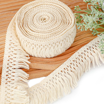 10 Yards Boho Long Fringe Trim 2.3'' Wide Sewing Fringe Trim Cotton Tassel Trims