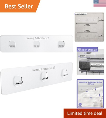 #ad Transparent Easy Install Adhesive Hooks No Traces Pack of 2 for Versatile Use $14.99