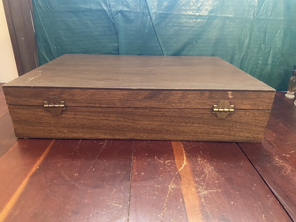 Vintage Eureka Pacific Flatware Silverware Wooden Box Storage Chest