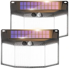 2x 576 LED Solar Power Wall Light PIR Motion Sensor Outdoor Garden Security Lamp