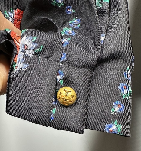 Neu mit Etikett Tory Burch Midi-Shirtkleid Erbstück gestreift Blumenmuster 100 % Seide schwarz Größe 6 - Bild 11 von 21