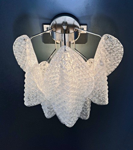 Pair of Vintage Italian Murano wall lights - 12 "rondini" clear grit glass - Picture 20 of 21