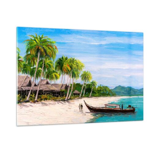 Glass Print 120x80cm Wall Art Picture Beach Exoticism Palm Trees Large Artwork