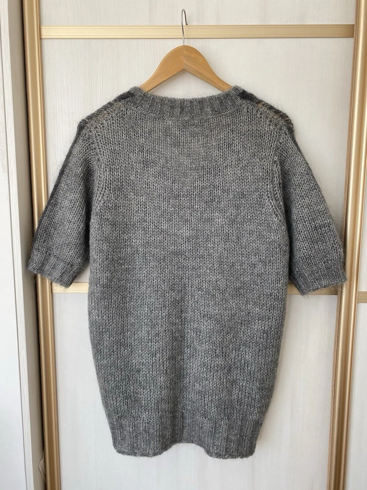 PRADA Mohair Short Sleeve V-Neck Sweater Size 44 - Image 3 of 4