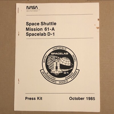 NASA Space Shuttle Mission 61-a Spacelab D-1 Pressemappe Oktober 1985