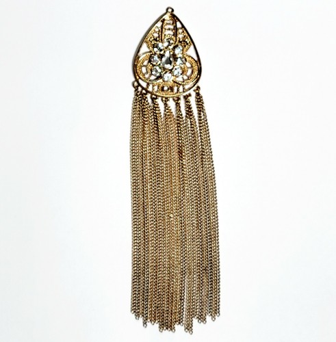 MCM Statement Tassel Pendant Gold Tone Crystal 1960s EUC! - Picture 7 of 7
