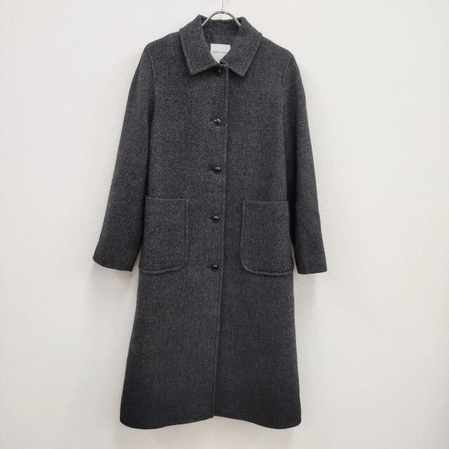HUMAN WOMAN size S light wool Bal collar coat Charcoal gray 2-1225T♪