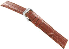 18mm deBeer Genuine Leather Alligator Grain Padded Stitched Tan Watch Band Reg