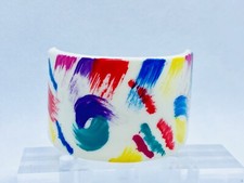 Vintage 1980's Big Hair Clip Barrette CURVED PONYTAIL Holder Rainbow New Wave
