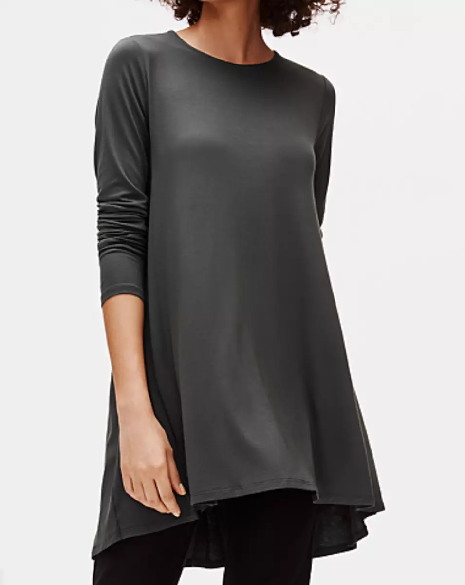 Eileen Fisher LIGHTWEIGHT VISCOSE JERSEY A LINE Roundneck TOP