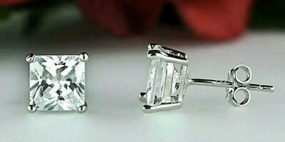 1,00 ct Princess Cut VVS1/D Lab Created Ohrstecker 14 K Weißgold Push Back