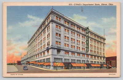 O'Neil's Department Store Akron Ohio OH Linen Postcard