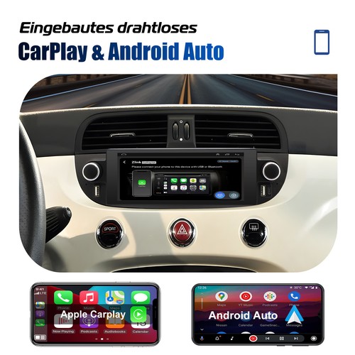 Android14 Touchscreen Autoradio Für Fiat 500 2007-2015 Carplay GPS BT FM RDS SWC - Bild 7 von 13