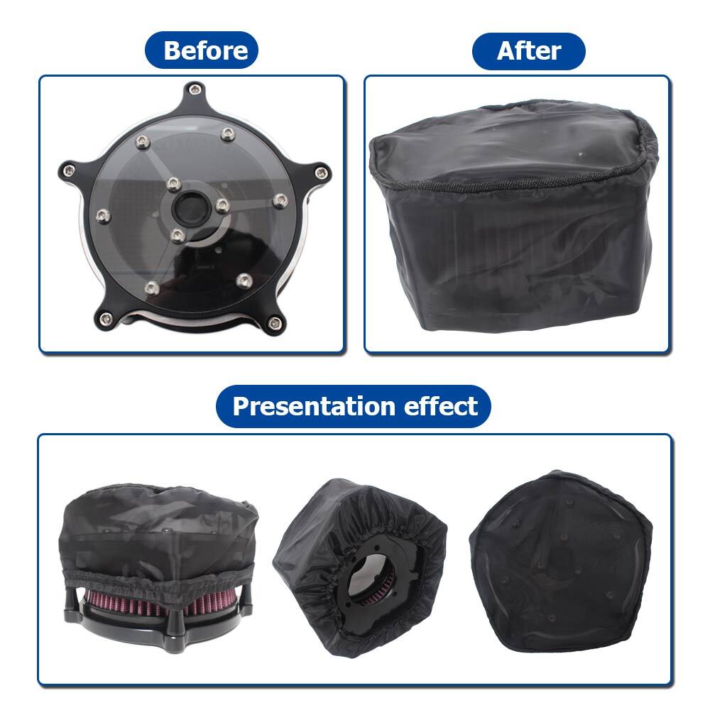 Black Air Filter Cleaner Rain Sock Dustproof Protective For Harley Touring Dyna