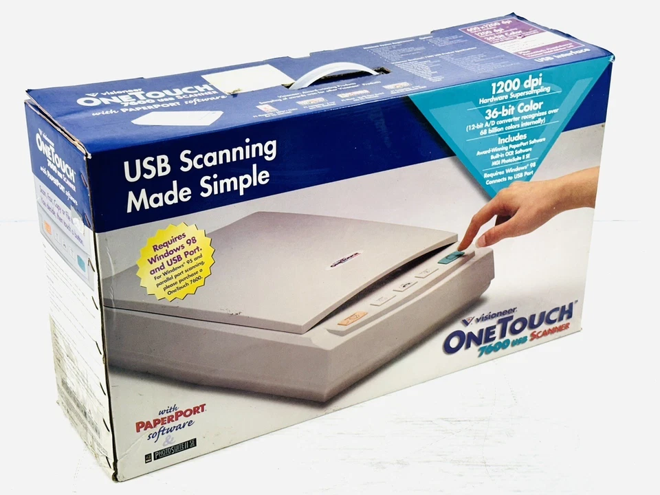 Visioneer One Touch 7600 USB Scanner 1200 DPI 36 Bit Color 600 x 1200 dpi - Image 2 of 4