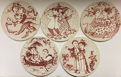 Art Pottery Discs Bjorn Wimblad Artist Nymolle Set of 5
