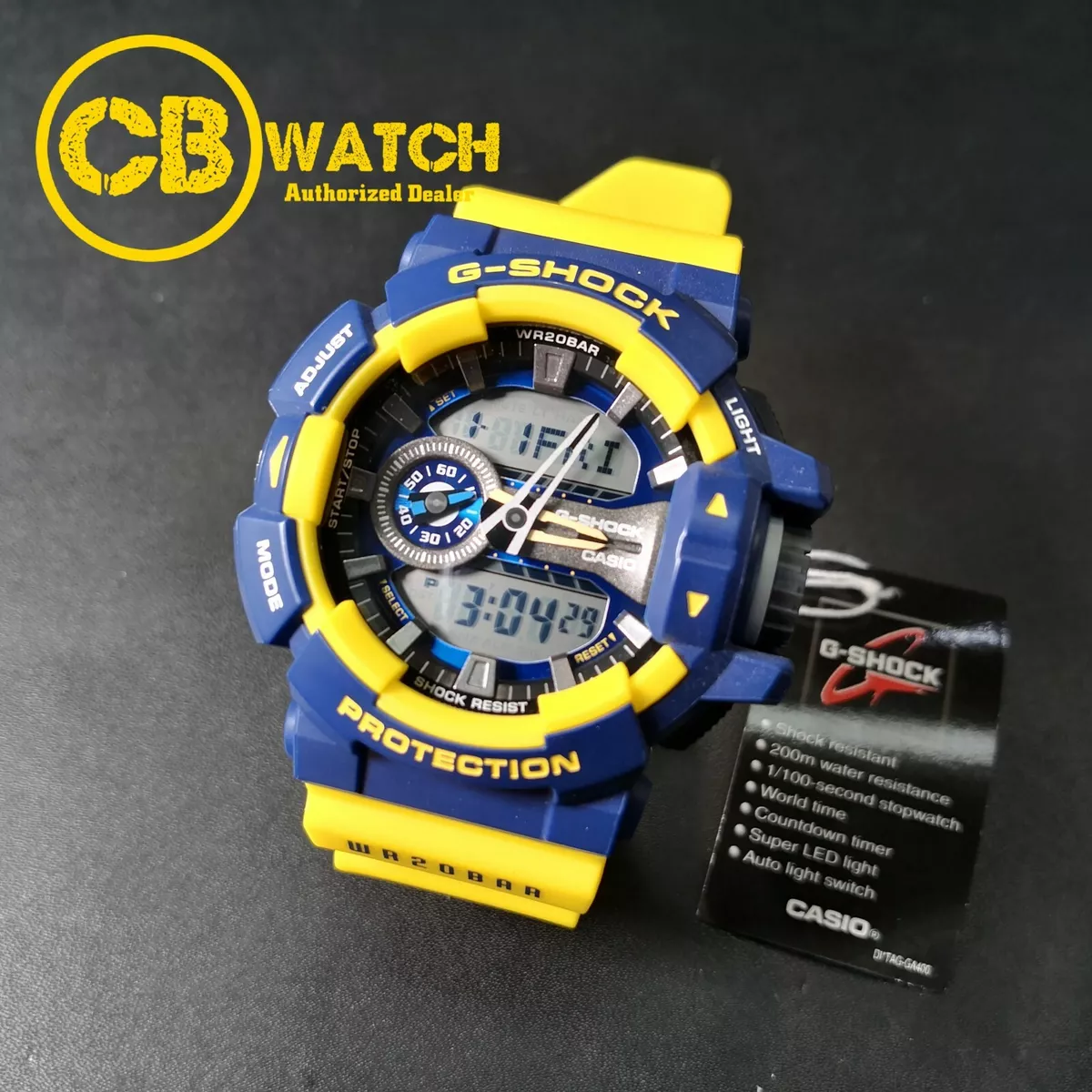 Casio G-SHOCK GA400-9B Big Case Blue& Yellow Resin Analog Digital Men's Watch Casio G-SHOCK GA400-9B Big Case Blue& Yellow Resin Analog Digital Men's Watch