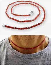 Collana di Corallo naturale rosso pietre in argento 925 da uomo placcato oro bia