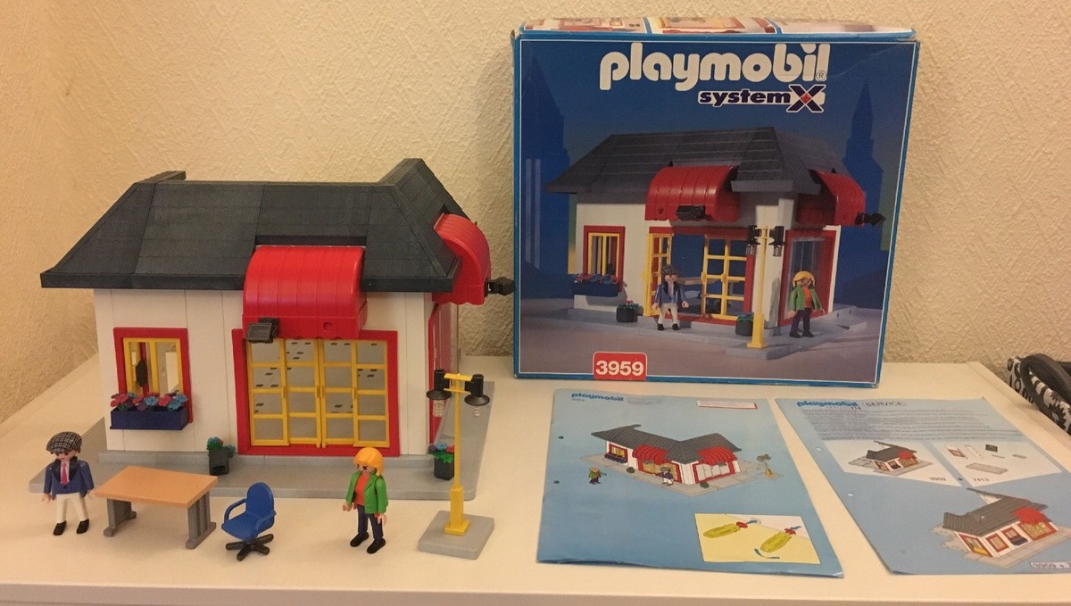 Lot Playmobil Vintage : Maison 3959 + Café 3989 + Caisse 3201 – Système X – Bon état
