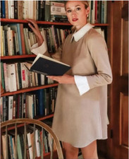 TUCKERNUCK Sandwhisp Dakotah Dickey Peter Pan Collar Ruffle Shift Mini Dress S