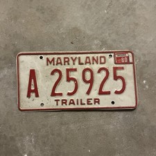 1980 Trailer Maryland license plate A 25925