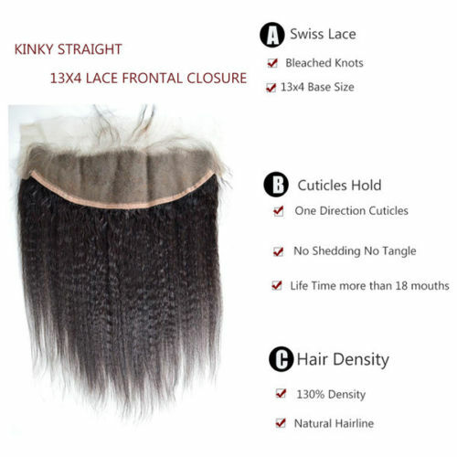 12A 100% 16INCH BRAZILIAN LACE FRONTAL 13X4 EAR TO EAR KINKY STRAIGHT NATURAL 1B