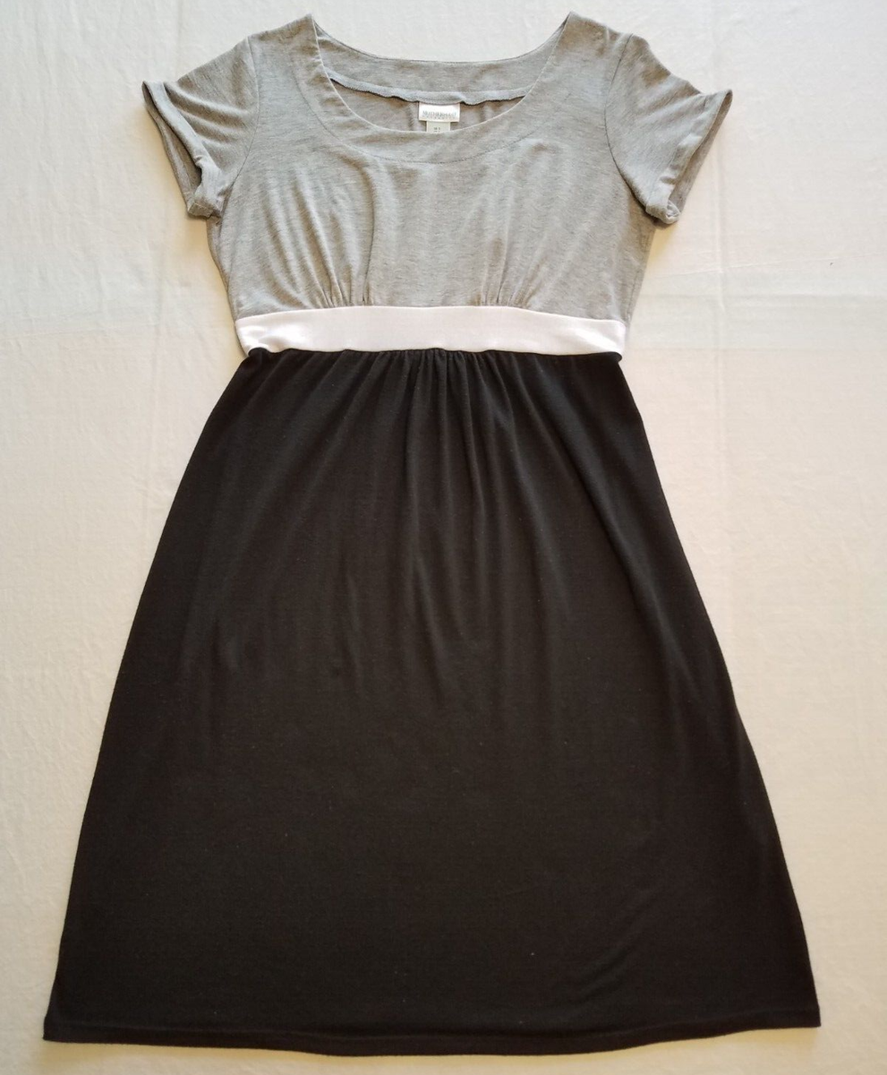MOTHERHOOD Maternity Dress Black & Gray Short Sleeve Full Length Size P/S |  eBay