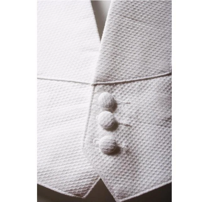 White Cotton Pique Tuxedo Openback(backless) Vest with White Pique BowTie image 3