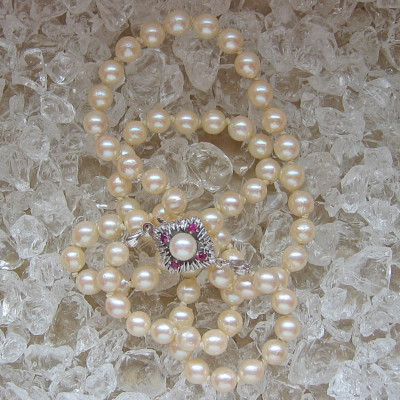 wow   Kette in aus 585 Gold Collier mit Perlen Perle Rubin Rubine Pearl   5618
