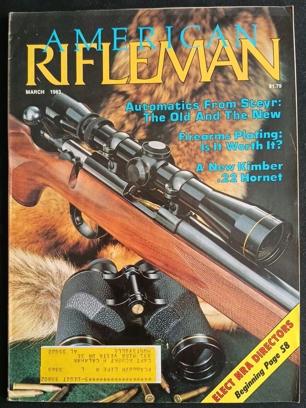 VINTAGE AMERICAN RIFLEMAN MARCH 1983 AUTOMATICS FROM STEYR: THE OLD AND THE NEW