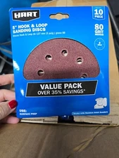Case of 30, 5 HART 10-Piece 5-inch Hook and Loop Sanding Discs  80/120/220 grit