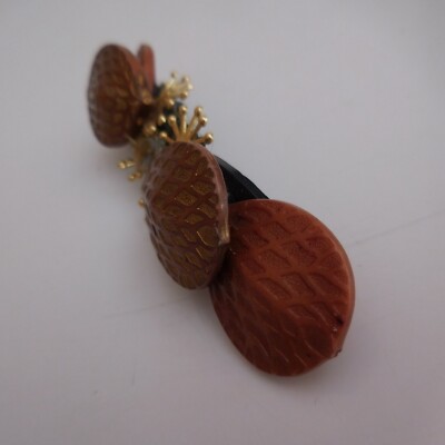 Barrette à Cheveux Vintage - Pince Marron Dorure - Bijou Mode Femme - Collection N5685