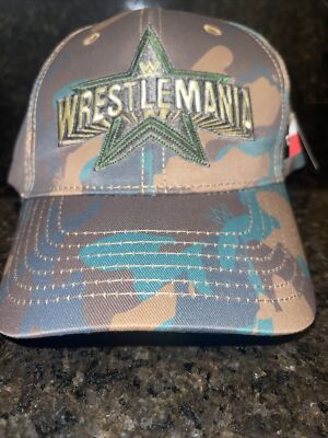 NEW! WWE Wrestlemania 38 Camo Hat Smackdown Raw Wrestling