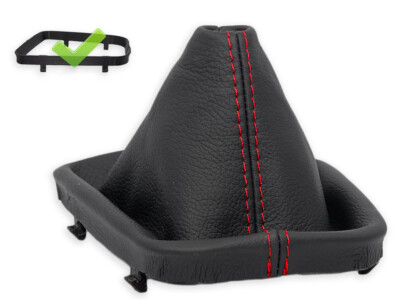 SCHALTMANSCHETTE FUR BMW E46 98-04 3-er SCHALTSACK LEDER NAHT ROT + RAHMEN 
