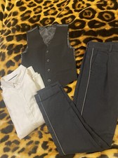 Zara Pants White Shirt  Vest Boys Sze 10 - 12 Cotton