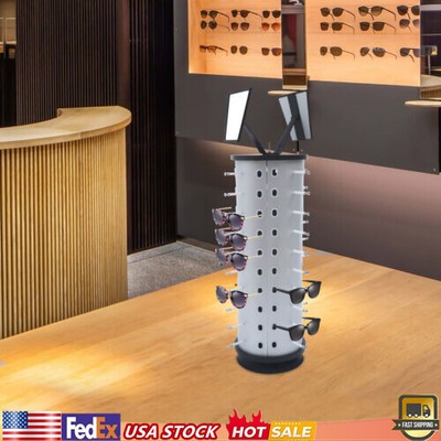 40-Pair Capacity 360° Rotating Counter Top Sunglasses Display Rack w/ 2 Mirrors