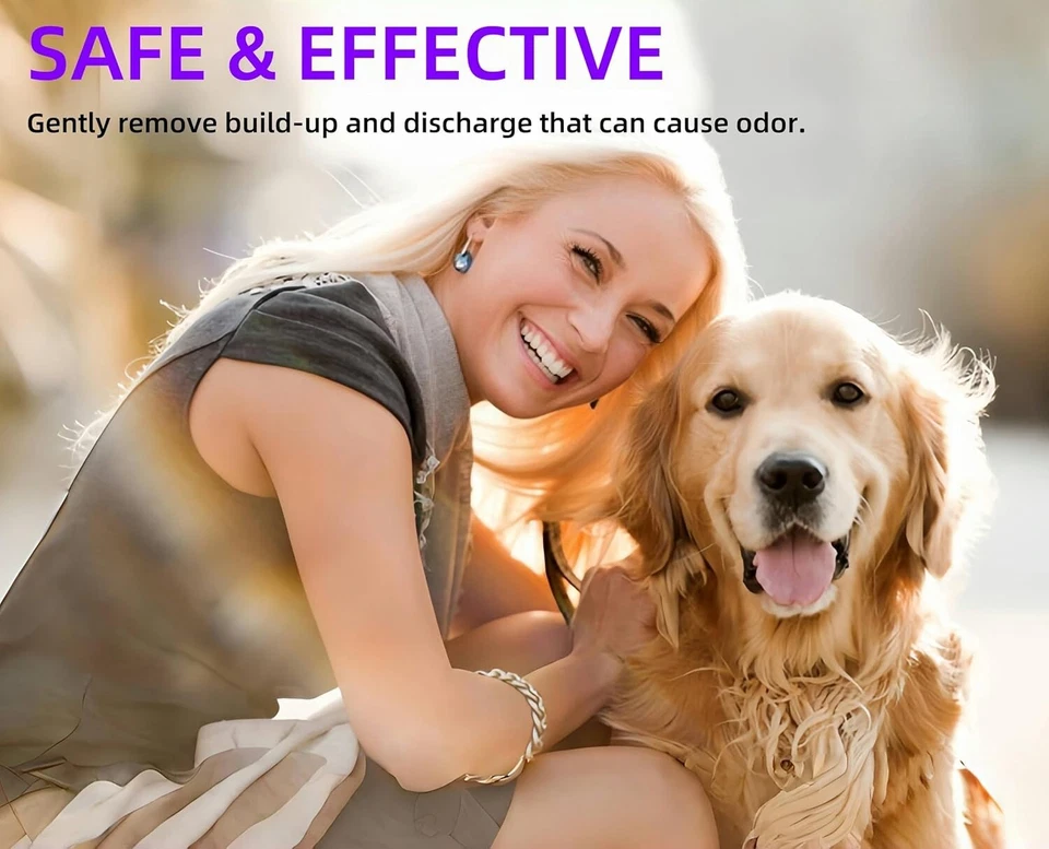 Toallitas para oídos de mascotas para perros y gatos | Retire suavemente la cera del oído, calmantes y desodoración 100 unidades Foto 4 de 4