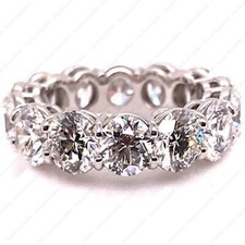 4 TCW Round Cut Lab Moissanite Eternity Wedding Band In 14K White Gold Plated