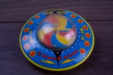 Vintage Tin and Plastic 1960s Flying Saucer Toy Spaceship Rocket Japan V-15