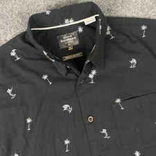 Quiksilver Waterman Collection Shirt Medium Black Palm Tree Regular Fit Men's