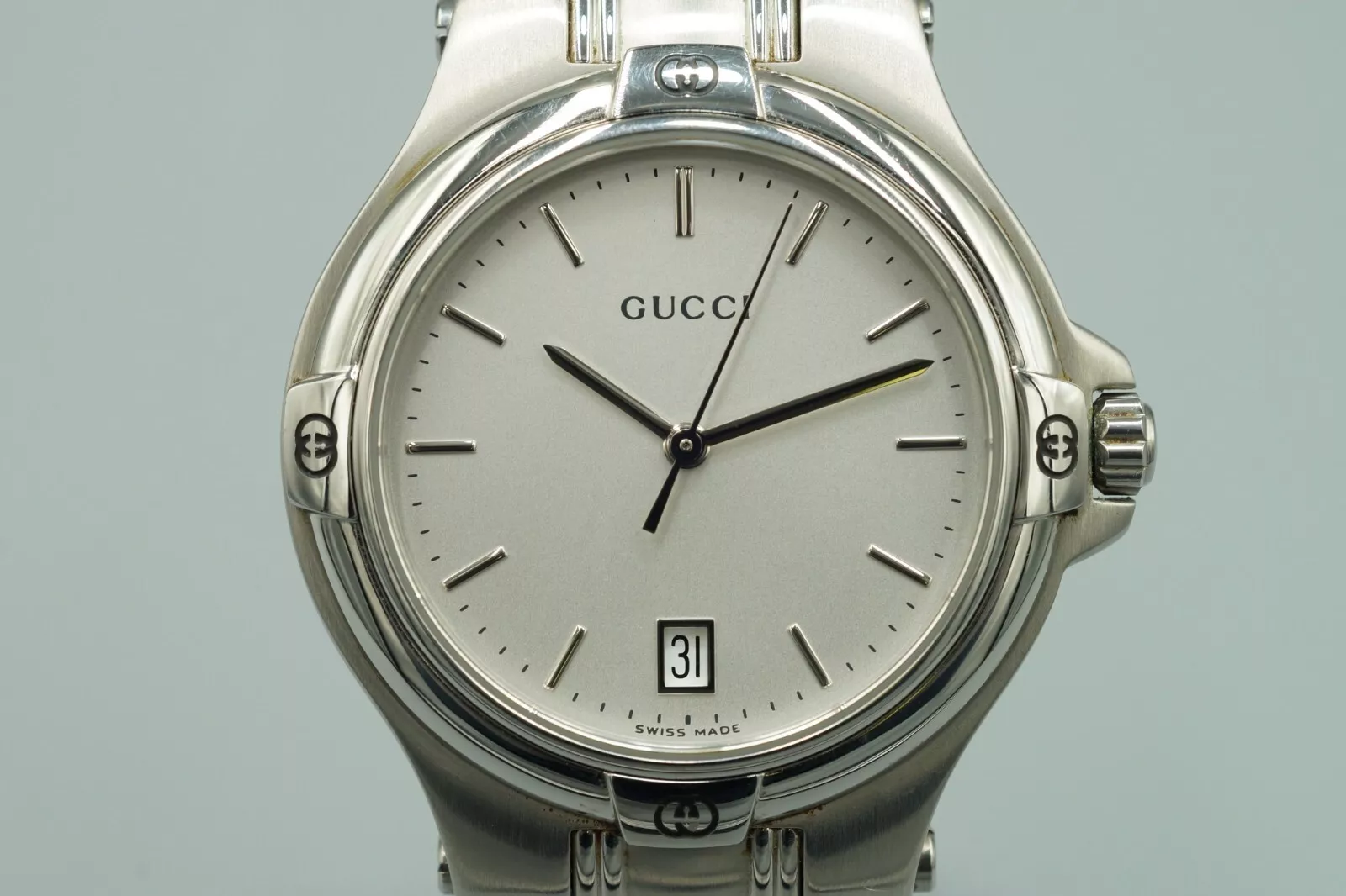 [EXCELLENT ÉTAT] GUCCI 9040M cadran blanc date quartz montre homme vintage du JAPON