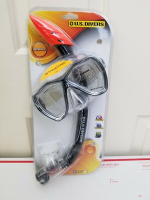 NEW U.S. Divers Adult Mask and Snorkel Set Combo Black Swimming Diving