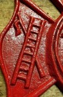 Red Fireman Plaque Maltese Firefighter Cross, cast iron sign 8 x 9 inches RED — photo 5