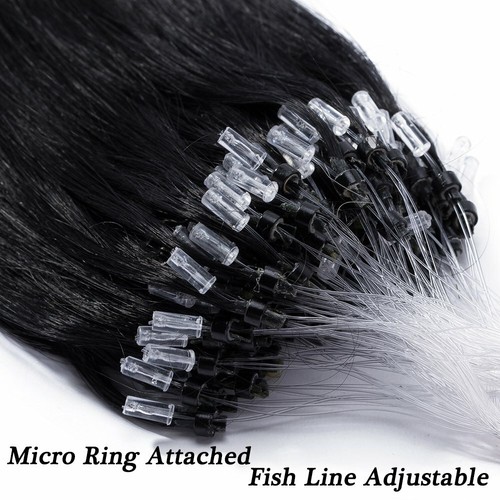 Micro Ring Beads Loop Tip Human Hair Extensions Silicone Micro Link Russian Hair - Picture 15 of 70