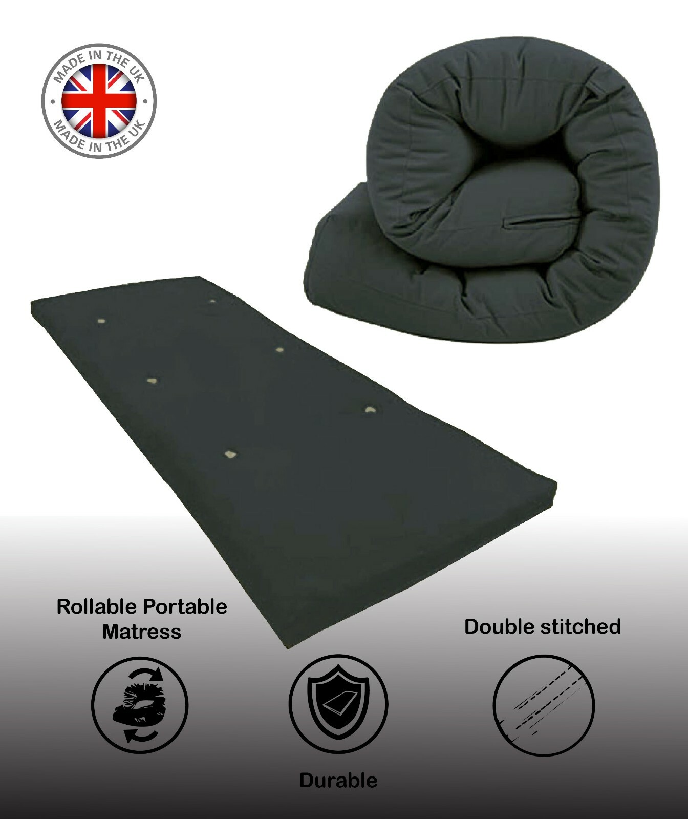 Grey Waterproof Futon Mattress Folding Camping Guest Thick Soft Floor