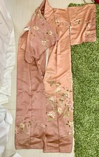 MINT: AUTH JAPANESE SILK KIMONO: ROSY PINK WITH FLORAL MOTIVES: ADULT LADIES SZ