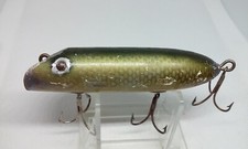 Vtg South Bend Bass Oreno Green Back 3 3/4" Wood Tack Eye Topwater Fishing Lure