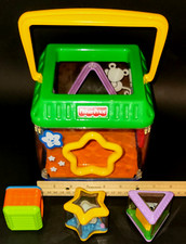 Fisher Price Peek A Boo Block Shape Sorter Baby Musical Sounds Carry Handle Cube