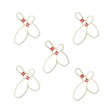 Bowling Pins Patches (5-Pack) Sport Embroidered Iron On Patch Applique
